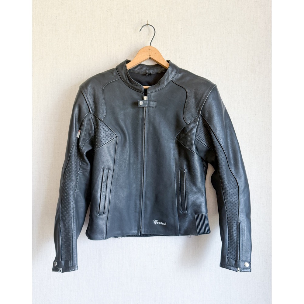 Cortech Tourmaster‎ women's black leather motorcycle biker jacket size S-M
